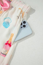 Load image into Gallery viewer, Bow Printed Collared Neck Top and Drawstring Shorts Lounge Set