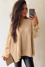 Load image into Gallery viewer, Lora Side Slit Round Neck Long Sleeve Sweater