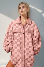 Load image into Gallery viewer, Layla Button Up Fuzzy Checkered Shacket