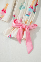 Load image into Gallery viewer, Bow Printed Collared Neck Top and Drawstring Shorts Lounge Set