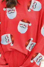 Load image into Gallery viewer, Sequin Santa Round Neck Long Sleeve Top and Shorts Set