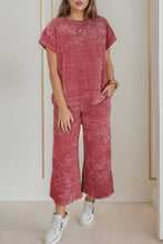 Load image into Gallery viewer, Round Neck Short Sleeve Top and Pants Set