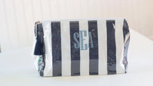 Load image into Gallery viewer, Clear Coated Striped Embroidered Toiletry/Diaper Bag