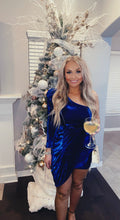 Load image into Gallery viewer, Double Take Sparkle Mini Dress in Royal Blue