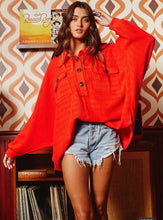 Load image into Gallery viewer, Henley Top - Red