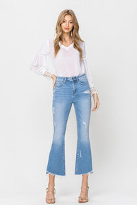 Flying Monkey Mid Rise Crop Kick Flare With Side Slit Jeans