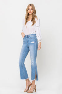Flying Monkey Mid Rise Crop Kick Flare With Side Slit Jeans
