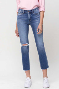 Mid-Rise Straight Crop Jeans