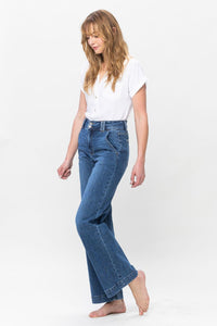 Kim- Judy Blue Full Size Double Button Wide Leg Jeans