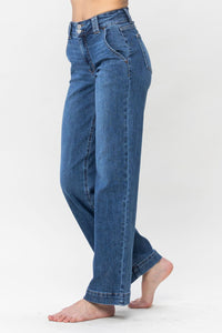 Kim- Judy Blue Full Size Double Button Wide Leg Jeans