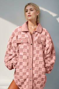 Layla Button Up Fuzzy Checkered Shacket