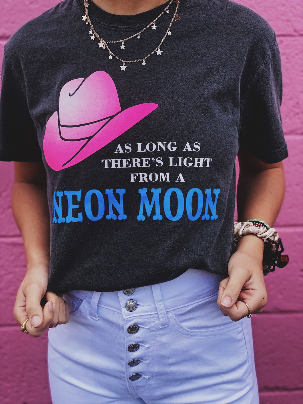 Neon Moon Graphic Tee- Charcoal