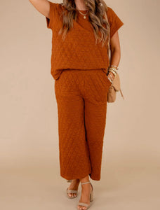 Kendall Quilted Textured Set- Rust