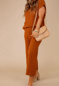 Kendall Quilted Textured Set- Rust