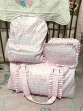 Load image into Gallery viewer, Pink Ruffle Embroidered Bag Set
