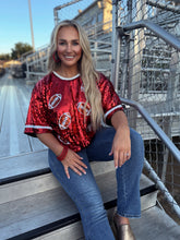 Load image into Gallery viewer, Red Sequin Football Top
