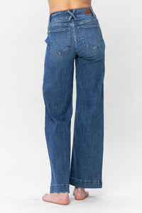 Kim- Judy Blue Full Size Double Button Wide Leg Jeans