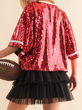 Load image into Gallery viewer, Sequin Football Round Neck Half Sleeve Top
