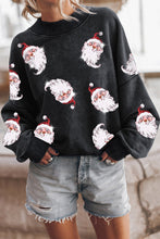 Load image into Gallery viewer, Sequin Santa Round Neck Drop Shoulder Sweatshirt
