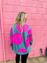 Load image into Gallery viewer, Smiley Sweatshirt- Turquoise and Pink Mix
