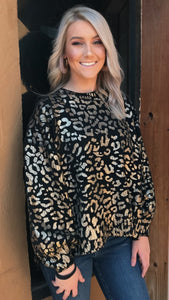 Wild One Leopard Sweater-Black and Gold