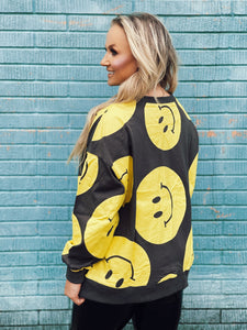 Smiley Sweatshirt- Yellow & Grey Mix