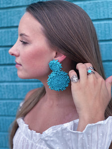 Blakely Turquoise Beaded Post Earrings