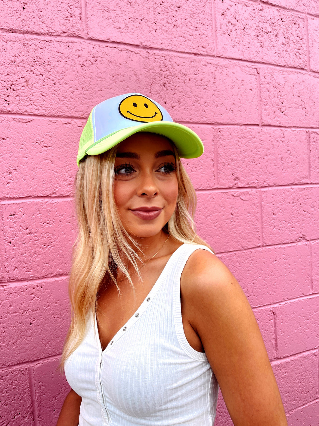 Smiley Face Neon Trucker Hats