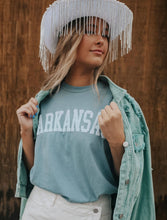 Load image into Gallery viewer, Arkansas Puff Letter Aqua Tee
