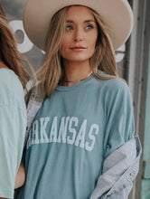 Load image into Gallery viewer, Arkansas Puff Letter Aqua Tee

