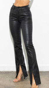 Stella Leather Front Slit Bootcut Pants