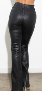 Cassie Leather Front Slit Bootcut Pants