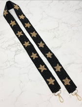 Load image into Gallery viewer, Black And Gold Star Beaded Purse Strap
