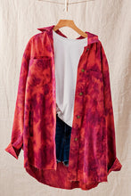 Load image into Gallery viewer, Piper Tie-Dye Corduroy Shirt In Red PREORDER
