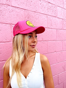 Smiley Face Neon Trucker Hats