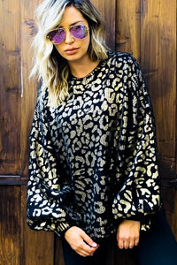 Wild One Leopard Sweater-Black and Gold