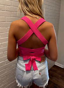 Claire Pink Criss Cross Top